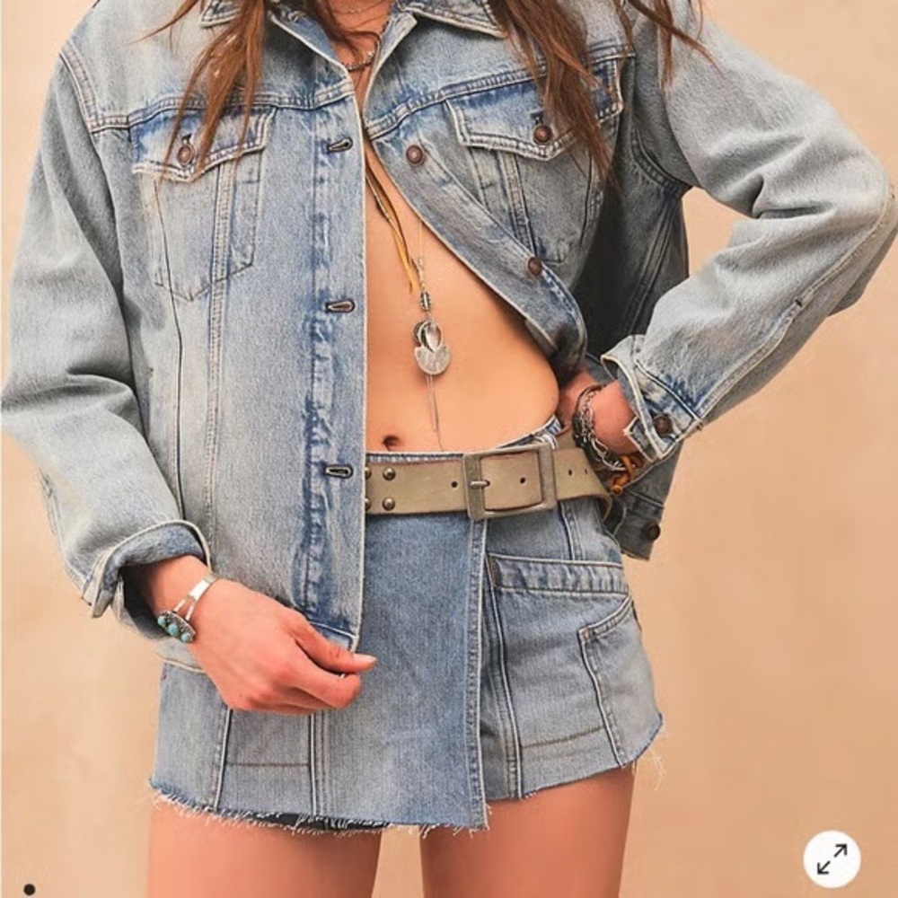Free people denim utilitarian skirt